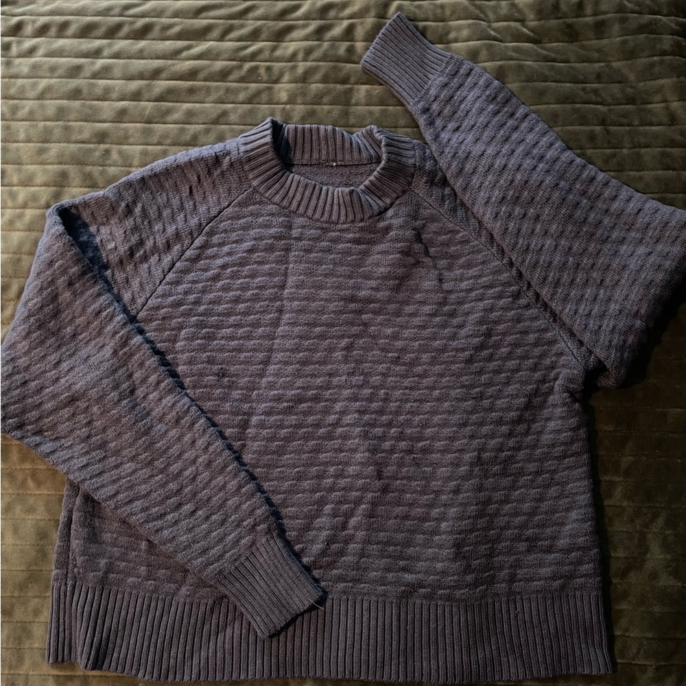 Lululemon Athletica Blue Crew Neck Sweater with Textured Knit